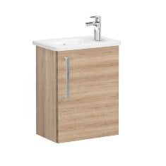 Vitra Root 66327 Lavabo Dolabı, Kapaklı, 45 Cm, Kompakt, Sağdan Armatür Delikli, Doğal Meşe, Yuvarlak Lavabolu, Sağ